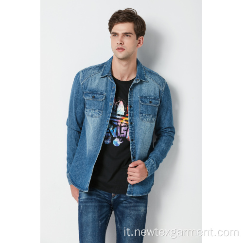 Camicia di jeans in cotone da uomo